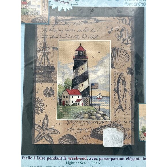 Dimensions Cross Stitch "Light At Sea" Lighthouse Nautical Frame Quick - Picture 2 of 6